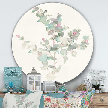 Eucalyptus leaves II - Floral Metal Circle Wall Art